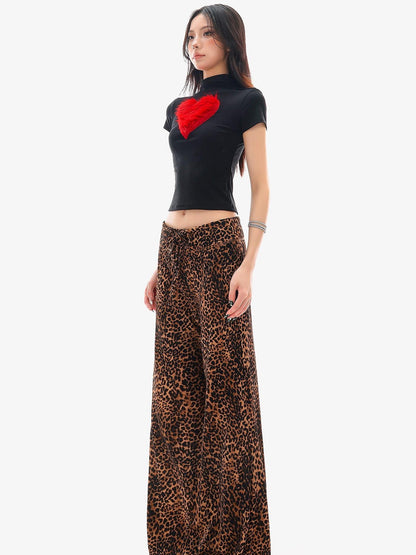 QIUQIU STUDIO Leopard Print Drawstring Slim Vintage Women&