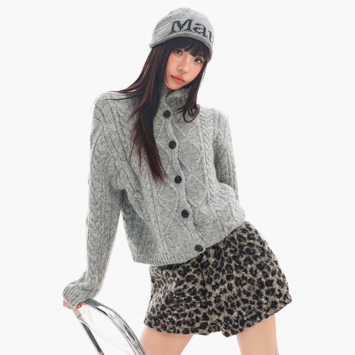 QIUQIU_STUDIO_Leopard_Print_Faux_Fur_Thickened_A_Line_Elastic_Waist_Women&