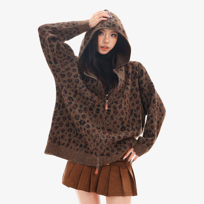 QIUQIU_STUDIO_Leopard_Print_Hooded_Zip_Up_Loose_Fit_Women&