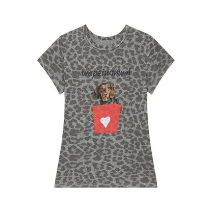QIUQIU_STUDIO_Leopard_Puppy_Print_Cropped_Waist_Cinch_Round_Neck_Women&