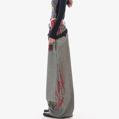 QIUQIU_STUDIO_Letter_Embroidered_Faux_Two_Piece_Curved_Women&