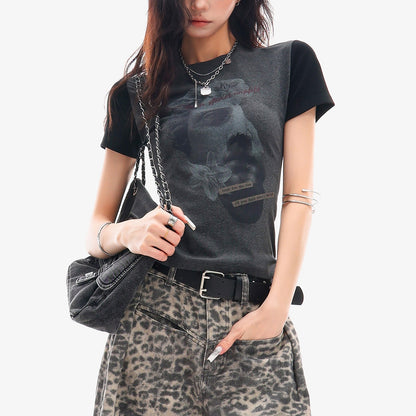 QIUQIU_STUDIO_Letter_Portrait_Print_Round_Neck_Raglan_Slim_Fit_Women&