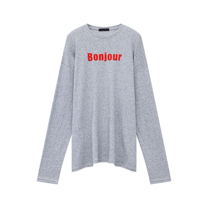 QIUQIU_STUDIO_Letter_Print_Colorblock_Crewneck_Loose_Women&