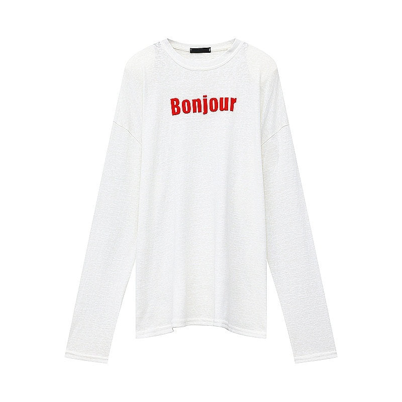 QIUQIU_STUDIO_Letter_Print_Colorblock_Crewneck_Loose_Women&