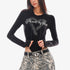 QIUQIU_STUDIO_Letter_Print_Rhinestone_Hooded_Slim_Fit_Cropped_Women&