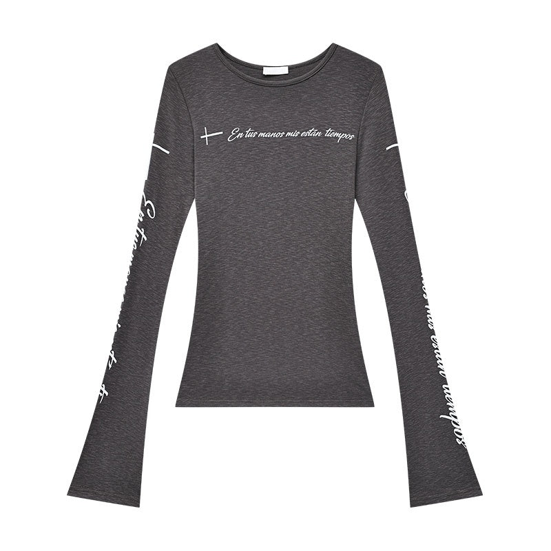 QIUQIU_STUDIO_Letter_Print_Round_Neck_Slim_Fit_Women&
