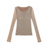 QIUQIU_STUDIO_Letter_Rhinestone_Round_Neck_Mesh_Sheer_Women&