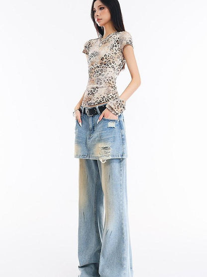 QIUQIU STUDIO Light Blue Tall Elongated Floor Length Slight Flare Women&