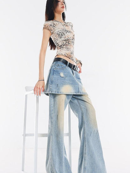 QIUQIU STUDIO Light Blue Tall Elongated Floor Length Slight Flare Women&