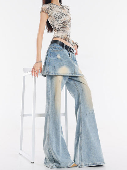 QIUQIU STUDIO Light Blue Tall Elongated Floor Length Slight Flare Women&