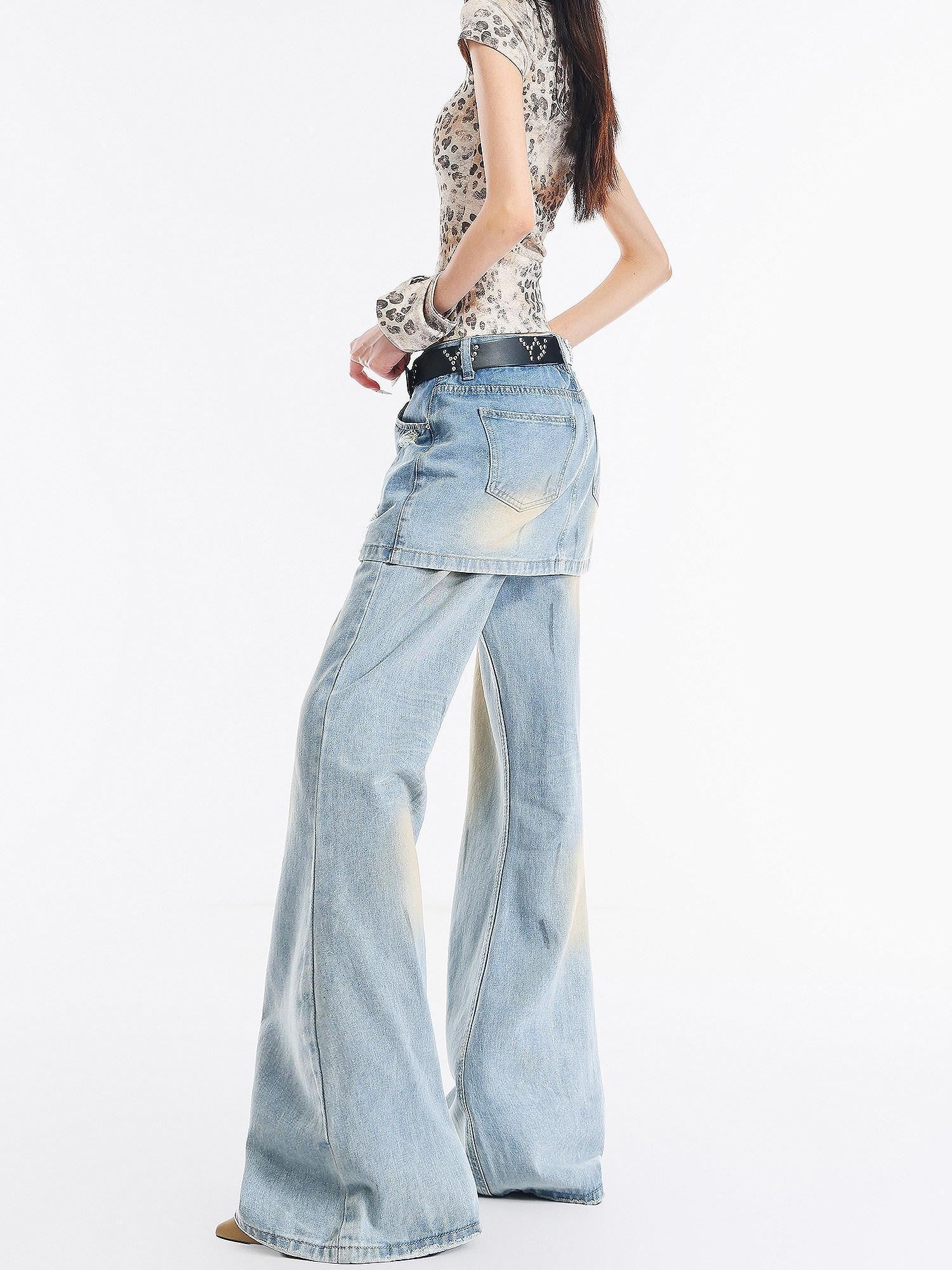 QIUQIU STUDIO Light Blue Tall Elongated Floor Length Slight Flare Women&