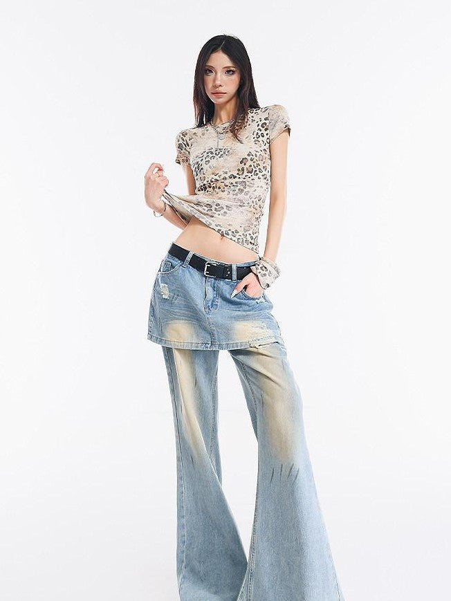QIUQIU STUDIO Light Blue Tall Elongated Floor Length Slight Flare Women&