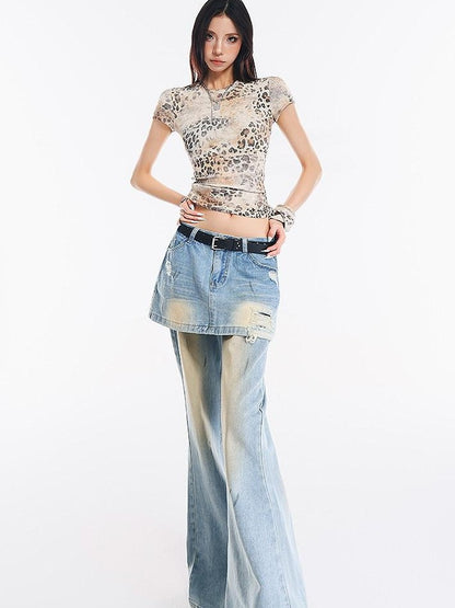 QIUQIU STUDIO Light Blue Tall Elongated Floor Length Slight Flare Women&