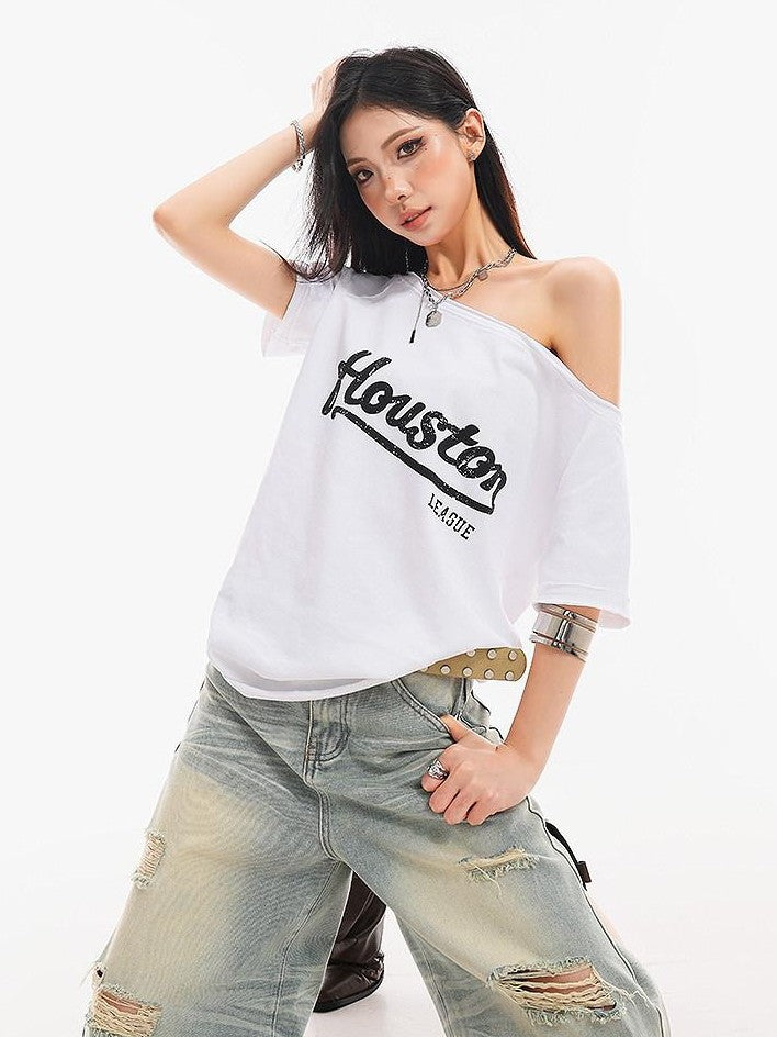 QIUQIU STUDIO Light Blue Washed Distressed Fringed Loose Wide Leg Women&