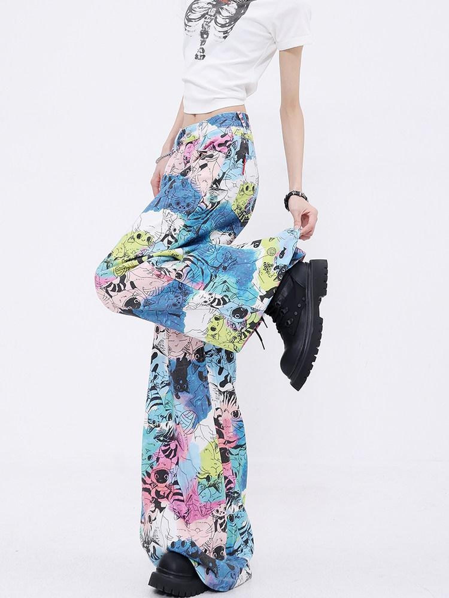 QIUQIU STUDIO Light Wash Painted Extended Length Women&