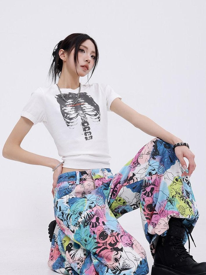 QIUQIU STUDIO Light Wash Painted Extended Length Women&