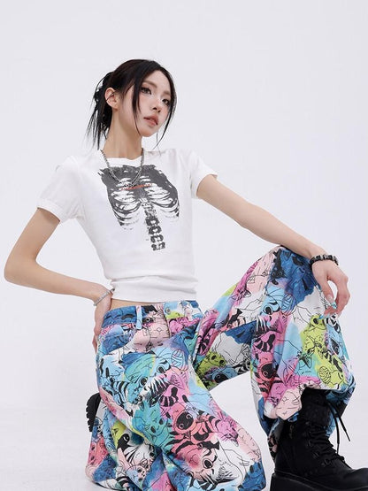 QIUQIU STUDIO Light Wash Painted Extended Length Women&