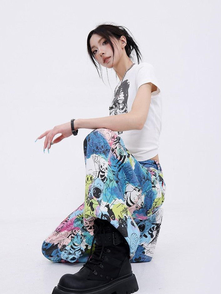 QIUQIU STUDIO Light Wash Painted Extended Length Women&