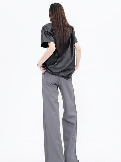 QIUQIU STUDIO Longline Pleated Low Waist Tailored Loose Women&