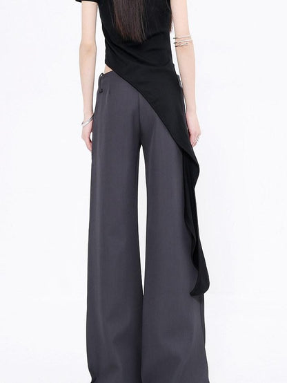 QIUQIU STUDIO Longline Pleated Low Waist Tailored Loose Women&