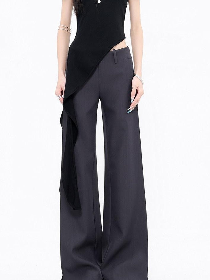 QIUQIU STUDIO Longline Pleated Low Waist Tailored Loose Women&