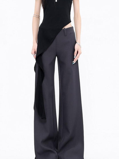 QIUQIU STUDIO Longline Pleated Low Waist Tailored Loose Women&