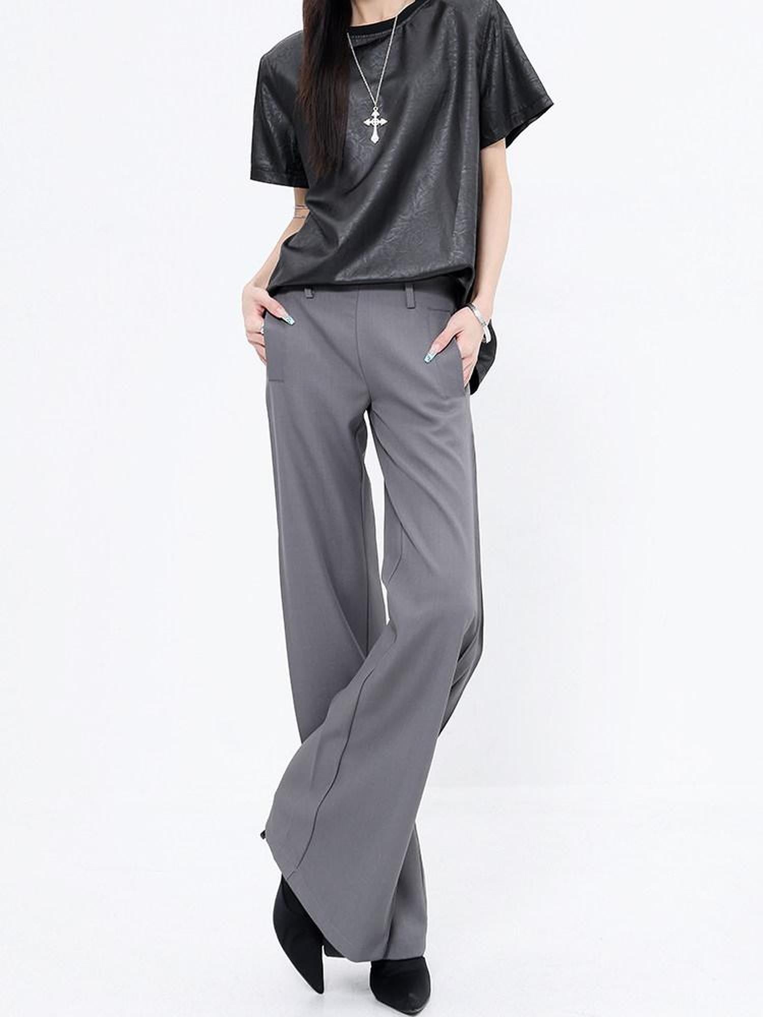QIUQIU STUDIO Longline Pleated Low Waist Tailored Loose Women&
