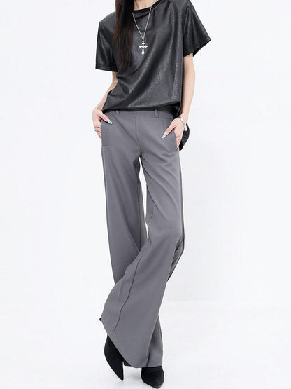 QIUQIU STUDIO Longline Pleated Low Waist Tailored Loose Women&