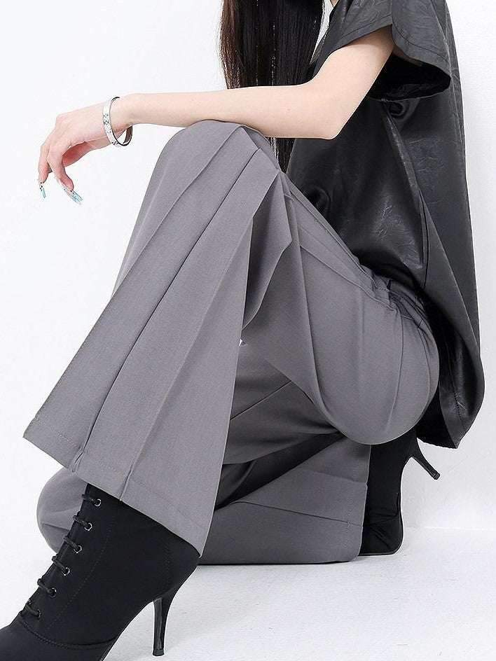 QIUQIU STUDIO Longline Pleated Low Waist Tailored Loose Women&