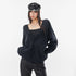 QIUQIU_STUDIO_Loose_Fit_Deep_V-neck_Drop_Shoulder_Button_Knit_Women&