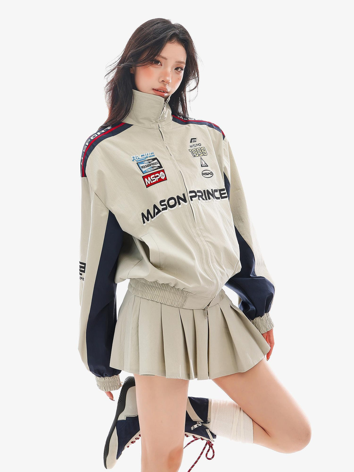 QIUQIU STUDIO Loose Fit Stand Collar Zip Up Women&