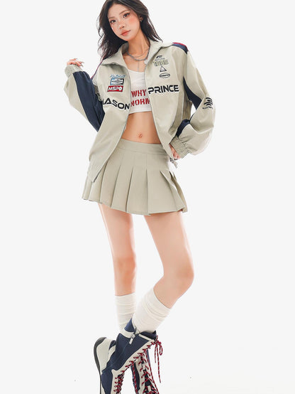 QIUQIU STUDIO Loose Fit Stand Collar Zip Up Women&