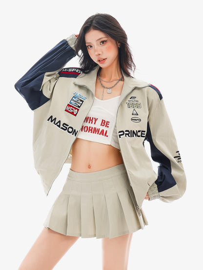 QIUQIU STUDIO Loose Fit Stand Collar Zip Up Women&