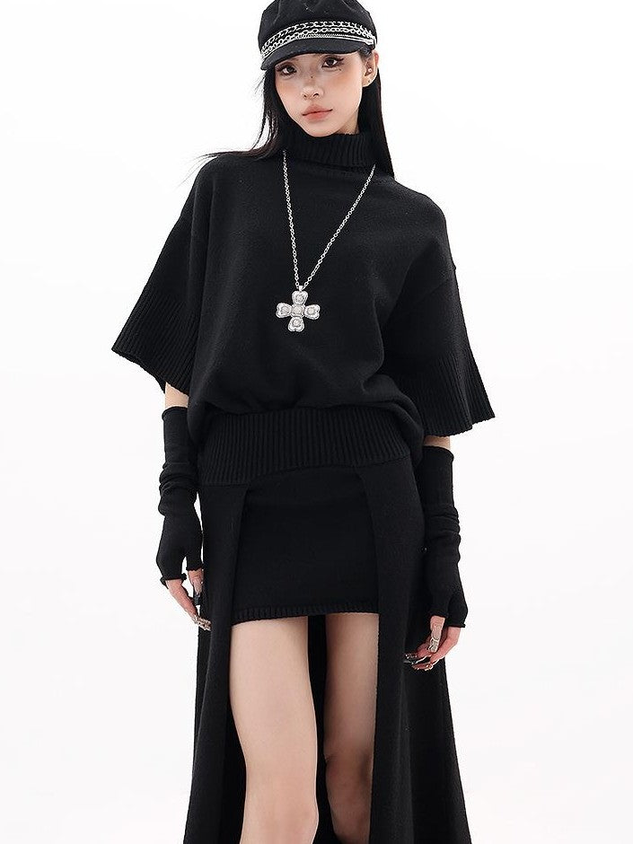QIUQIU STUDIO Loose High Neck Two Piece Knit Women&