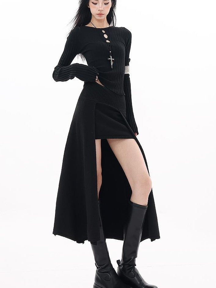 QIUQIU STUDIO Loose High Neck Two Piece Knit Women&
