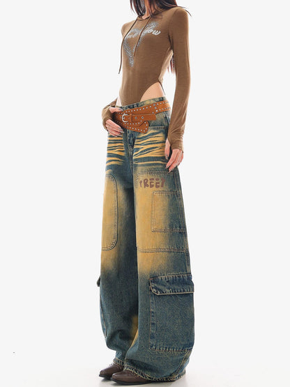 QIUQIU STUDIO Loose Spliced Cargo Curved Women&