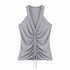 QIUQIU_STUDIO_Metal_Trim_Halter_V-neck_Drawstring_Slim_Waist_Women&