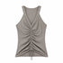 QIUQIU_STUDIO_Metal_Trim_Halter_V-neck_Drawstring_Slim_Waist_Women&