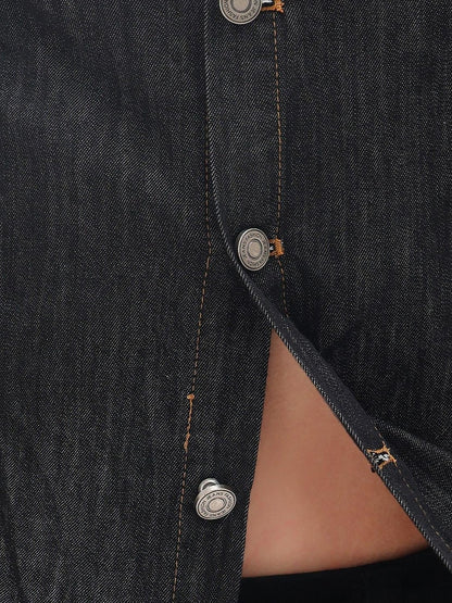 QIUQIU STUDIO Navel Baring Tie Lapel Topstitched Women&