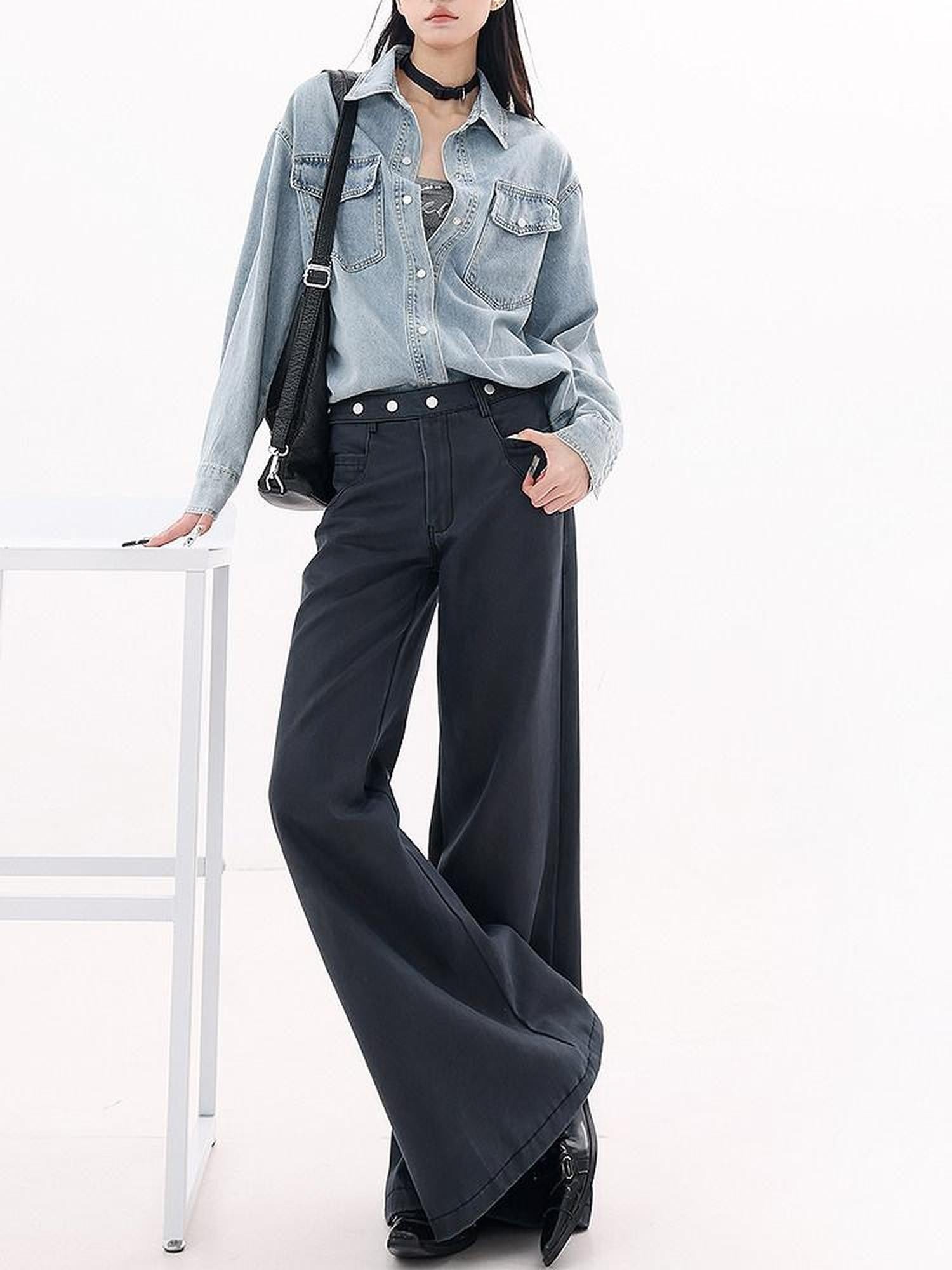 QIUQIU STUDIO Navy Flared Tall Length Slimming Women&