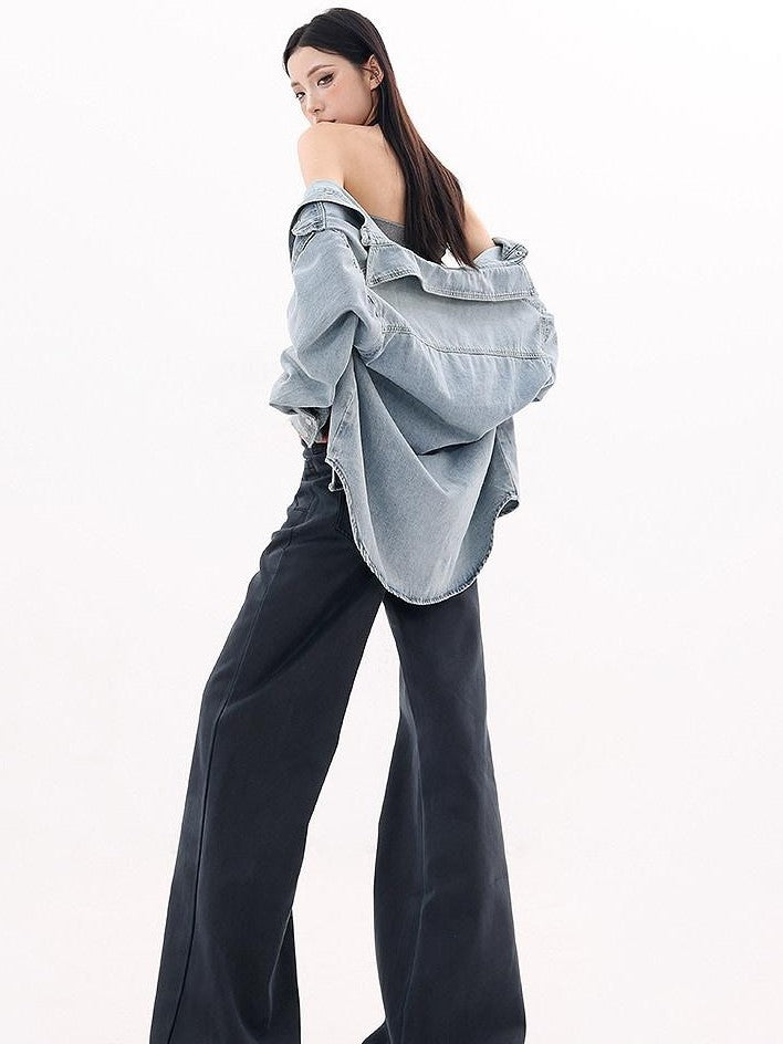 QIUQIU STUDIO Navy Flared Tall Length Slimming Women&