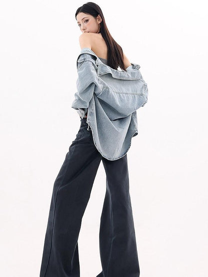 QIUQIU STUDIO Navy Flared Tall Length Slimming Women&