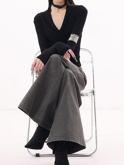 QIUQIU STUDIO Navy Flared Tall Length Slimming Women&