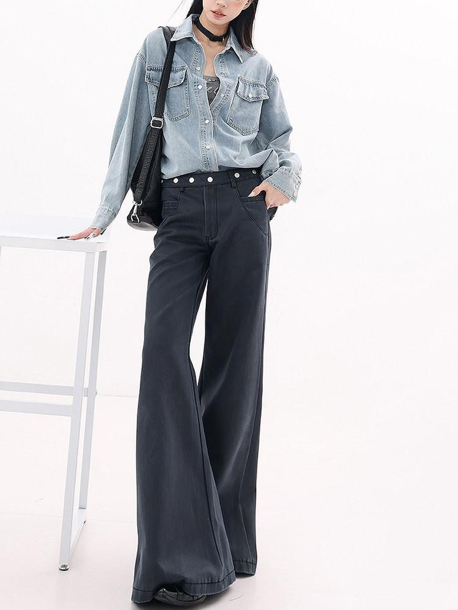 QIUQIU STUDIO Navy Flared Tall Length Slimming Women&
