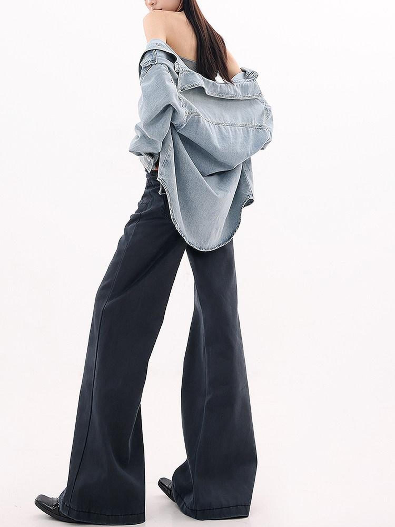 QIUQIU STUDIO Navy Flared Tall Length Slimming Women&