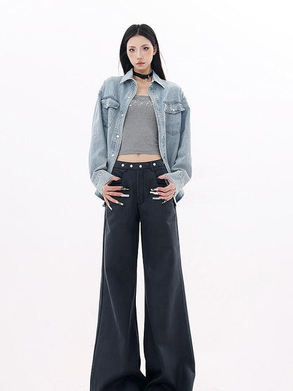 QIUQIU STUDIO Navy Flared Tall Length Slimming Women&