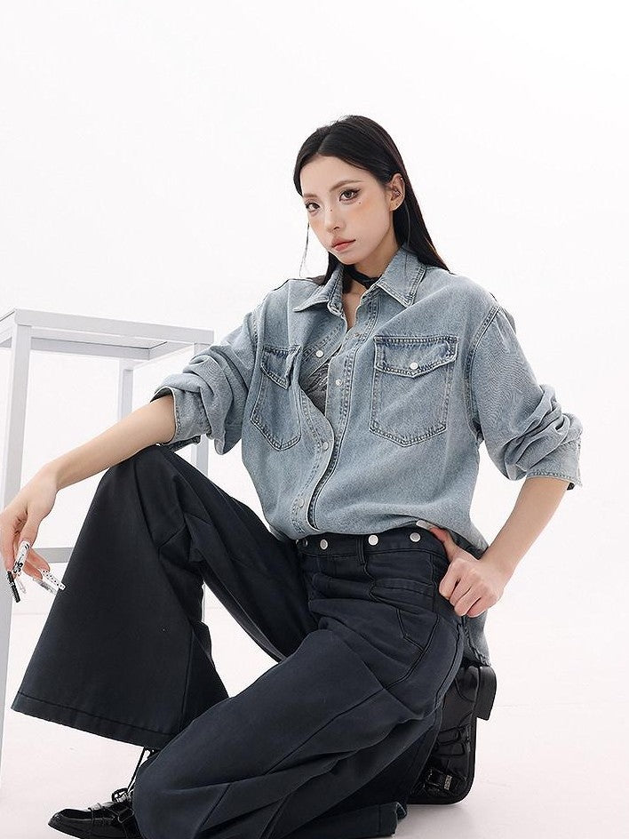 QIUQIU STUDIO Navy Flared Tall Length Slimming Women&
