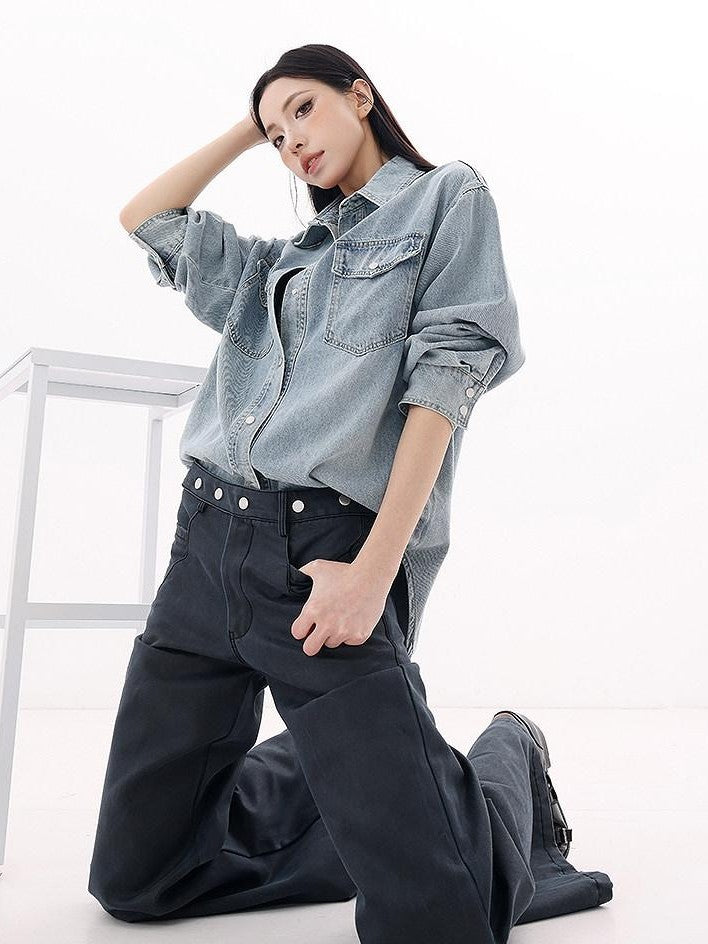 QIUQIU STUDIO Navy Flared Tall Length Slimming Women&