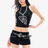 QIUQIU_STUDIO_Necklace_Print_Cropped_Round_Neck_Slim_Fit_Women&