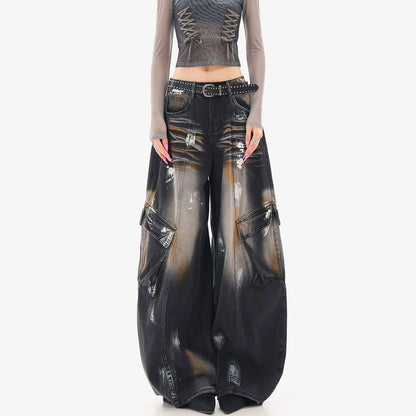 QIUQIU_STUDIO_Painted_Sickle_Vintage_Wide-leg_Jeans_Women&